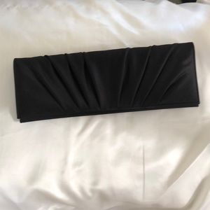 Black satin evening bag.